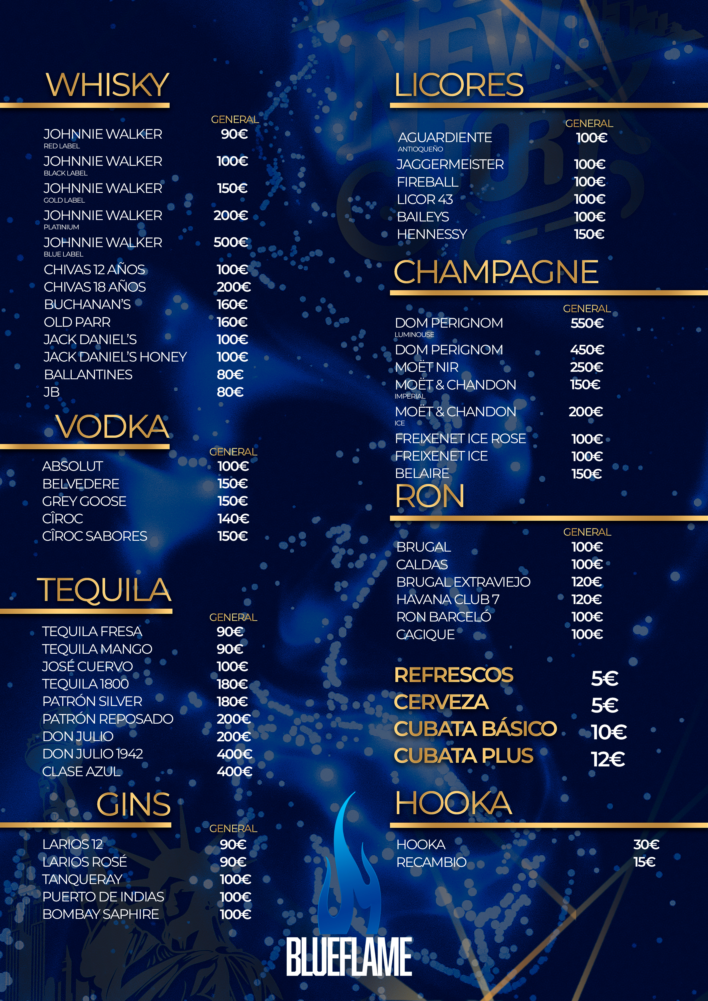 Carta de bebidas general